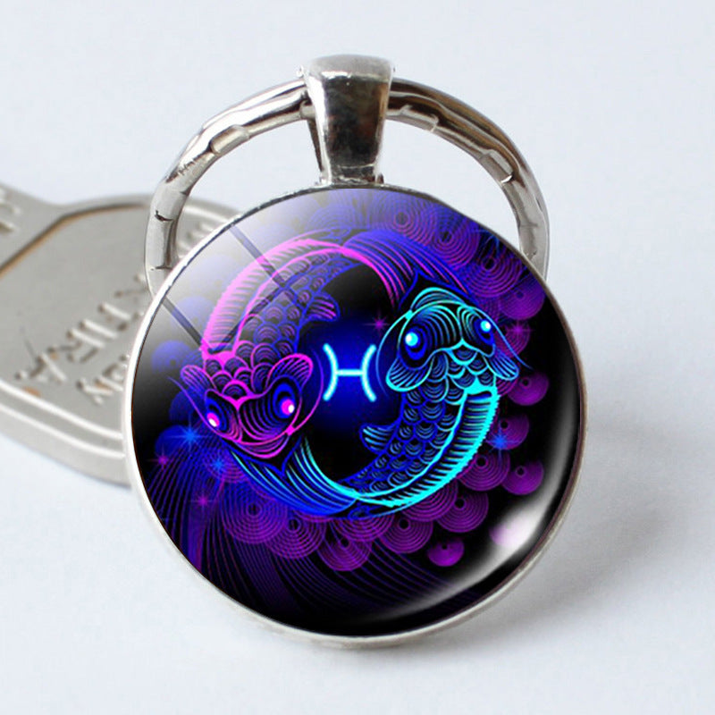 Zodiac Constellation Keychain | All 12 Signs | Alloy & Glass | JP Collections