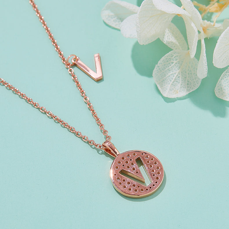 Moissanite Letter V Necklace | Platinum-Plated S925 Silver | GRA Certified