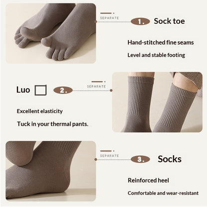 Men's Five-Toe Cotton Socks – Antibacterial Sweat-Absorbent Mid-Calf Toe Socks 7 Colours