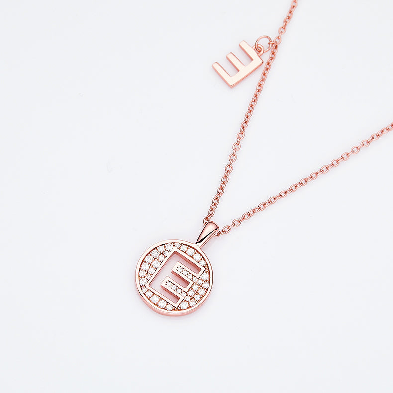 S925 Silver Moissanite Letter E Necklace | GRA Certified
