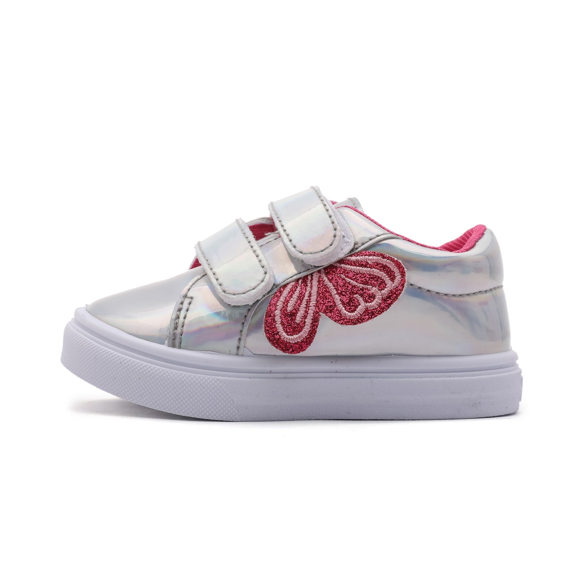 Girls' Silver Sequin Velcro Shoes | Cute Toddler & Kids Trainers