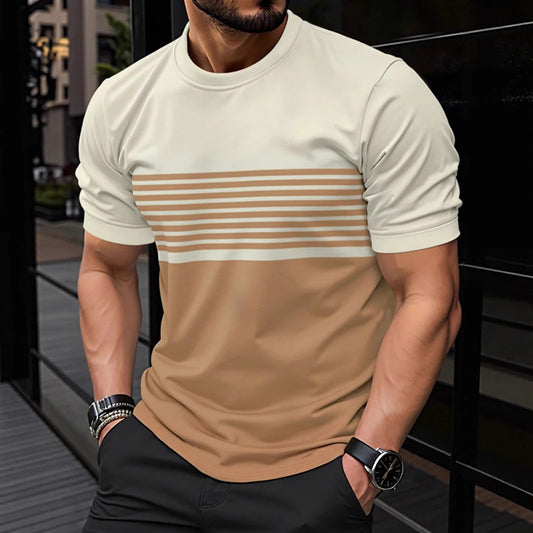 Men's Striped Mesh Short Sleeve Shirt | Breathable Casual Summer Top