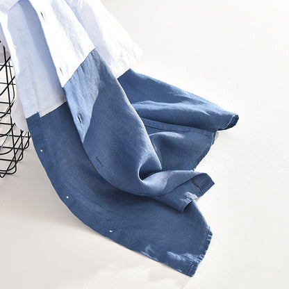 Men's Patchwork Linen Shirt | Loose Fit Short Sleeve | Sizes M–3XL