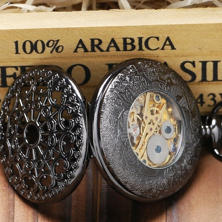 Retro Spider Web Flip Mechanical Pocket Watch – Antique Style