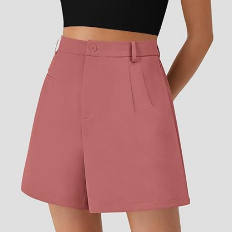 Women's Elastic High Waist Wide Leg Casual Shorts