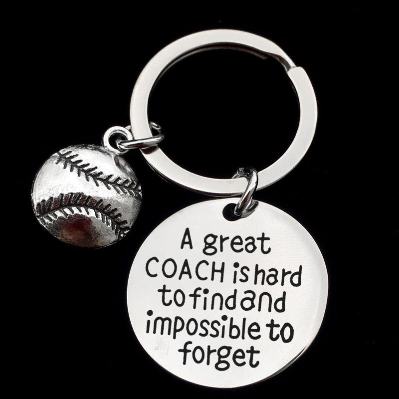 Sports Ball Stainless Steel Keychain | Football Basketball Baseball Rugby