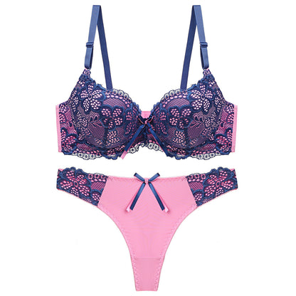 Women's Push-Up Lace Bra Set | Adjustable Detachable Strap