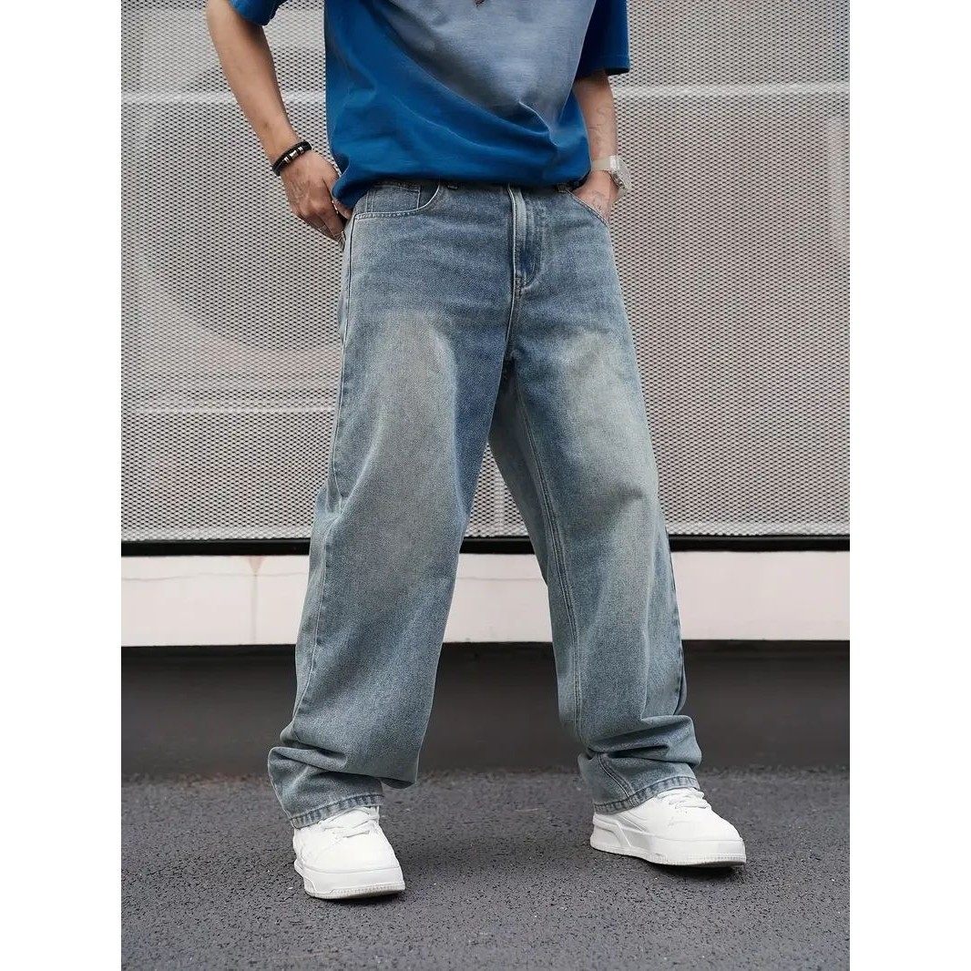 Men's Casual Straight Leg Denim Jeans – Classic Blue, Sizes S–2XL