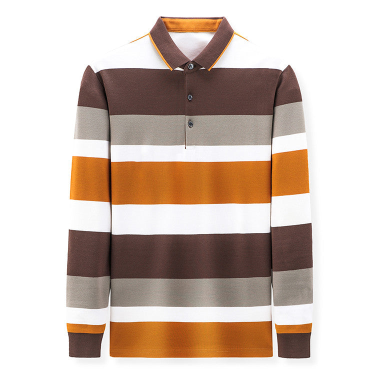 Men's Striped Lapel Long Sleeve Top | Loose Fit Urban Casual