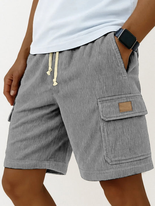 Men's Corduroy Cropped Shorts | Drawstring Side-Pocket S-5XL