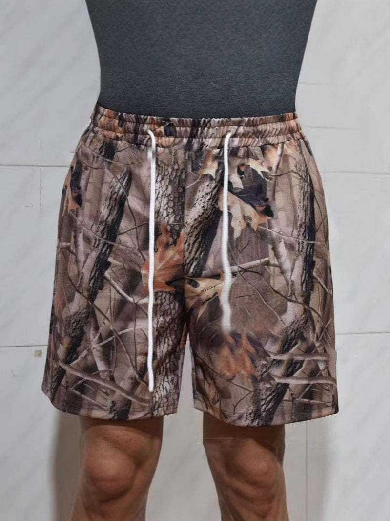 Women's Loose Casual Drawstring Camouflage Print Shorts