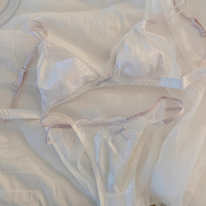 French Lace Wire-Free Bra | White & Black | Bra Only or Set