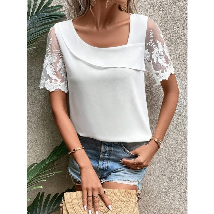 Women's Short-Sleeve Solid T-Shirt | Fresh & Sweet Casual Polyester Top