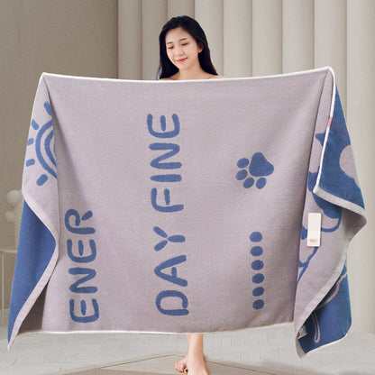 Animal Print Jacquard Cotton Bath Towel | Dogs, Cats & Rabbits | 2 Colours