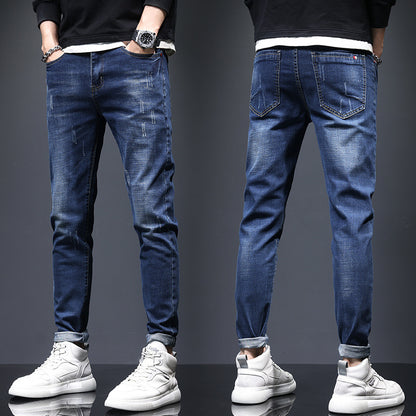 Men's Ripped Denim Jeans – Straight Leg Black & Blue, Waist Sizes 28–36
