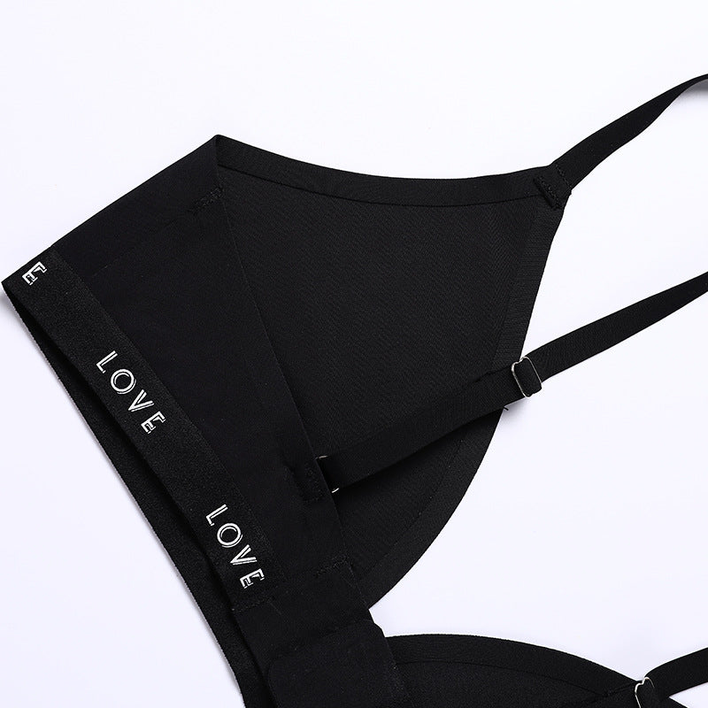 Seamless Ice Silk Wire-Free Sports Bra and Shorts Set | Black | S-XL