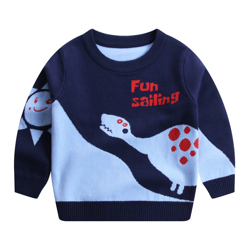 Boys' Cotton Dinosaur Print Sweatshirt | Long Sleeve Kids Top