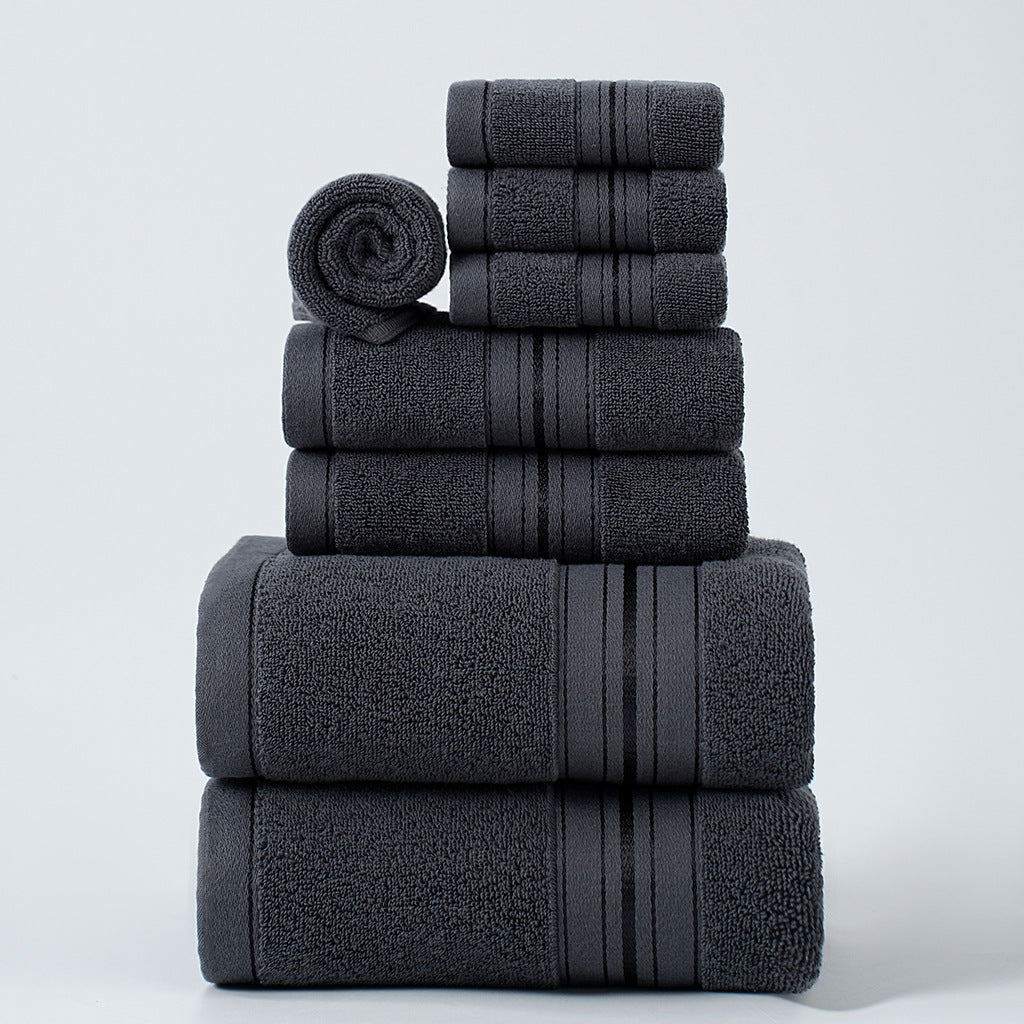 Pure Cotton Satin Jacquard 8-Piece Towel Set | Bath, Hand & Face | 5 Colours