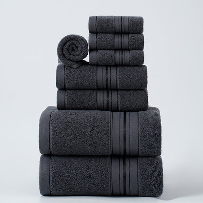 Pure Cotton Satin Jacquard 8-Piece Towel Set | Bath, Hand & Face | 5 Colours