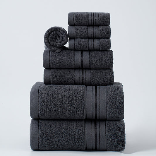 Pure Cotton Satin Jacquard 8-Piece Towel Set | Bath, Hand & Face | 5 Colours