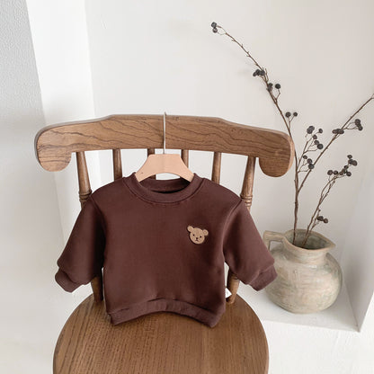 Baby & Toddler Velvet Pullover Sweatshirt | Warm Round Neck Top