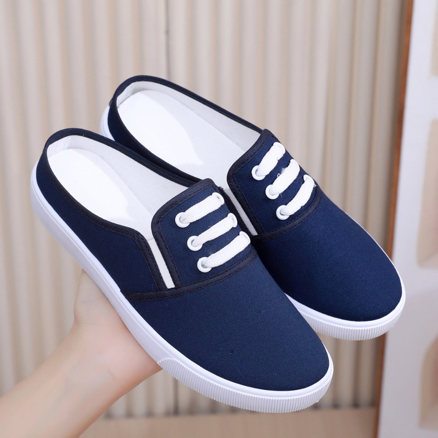 Women's Canvas Slip-On Flat Shoes – Full & Half Slipper Styles