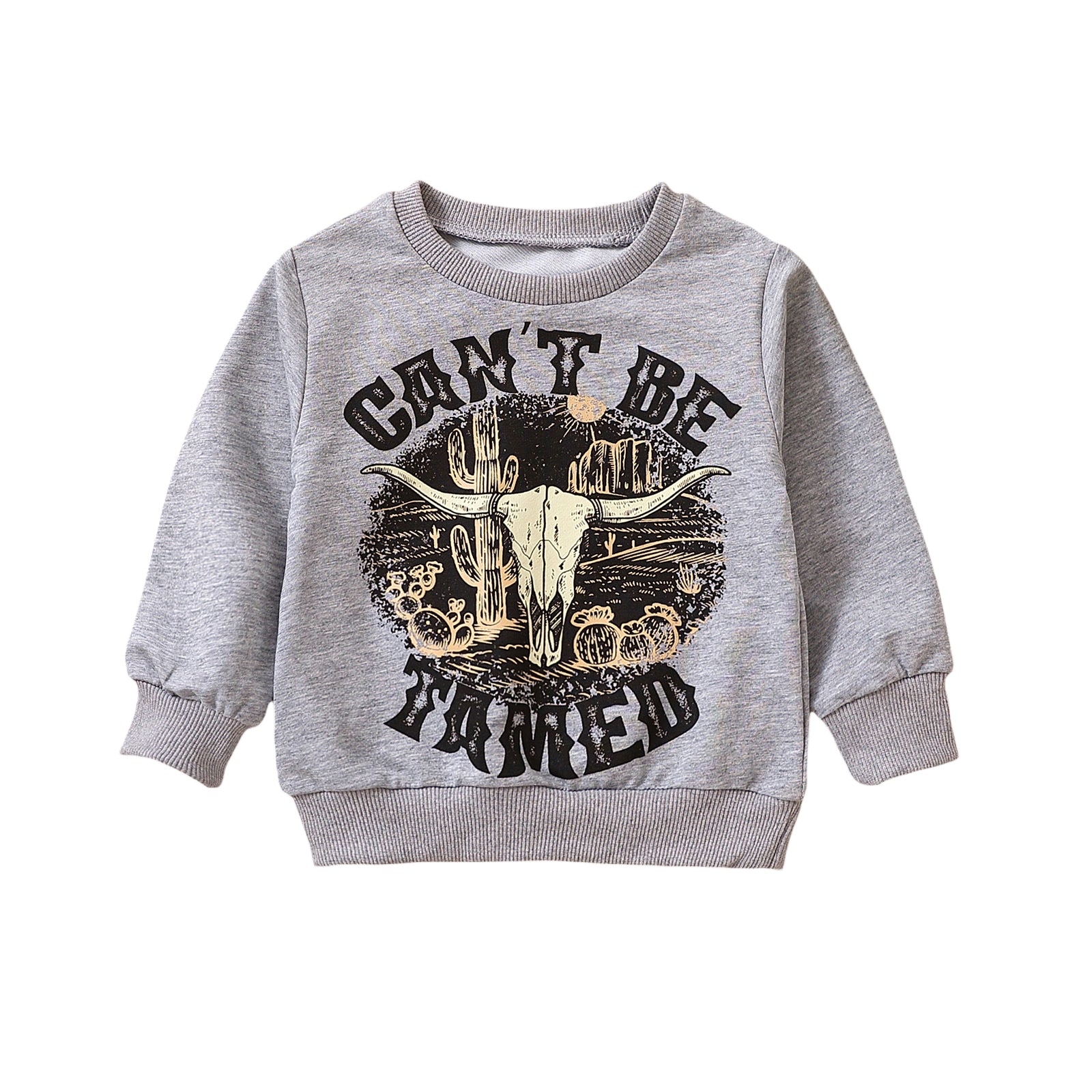 Children's Cotton Letter & Cow Print Sweatshirt | Kids Top