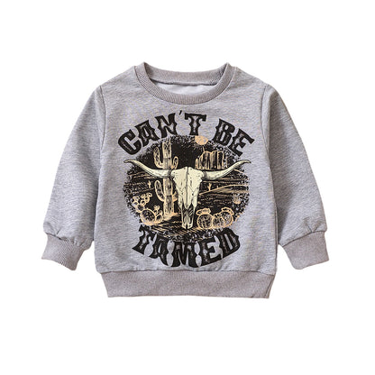 Children's Cotton Letter & Cow Print Sweatshirt | Kids Top