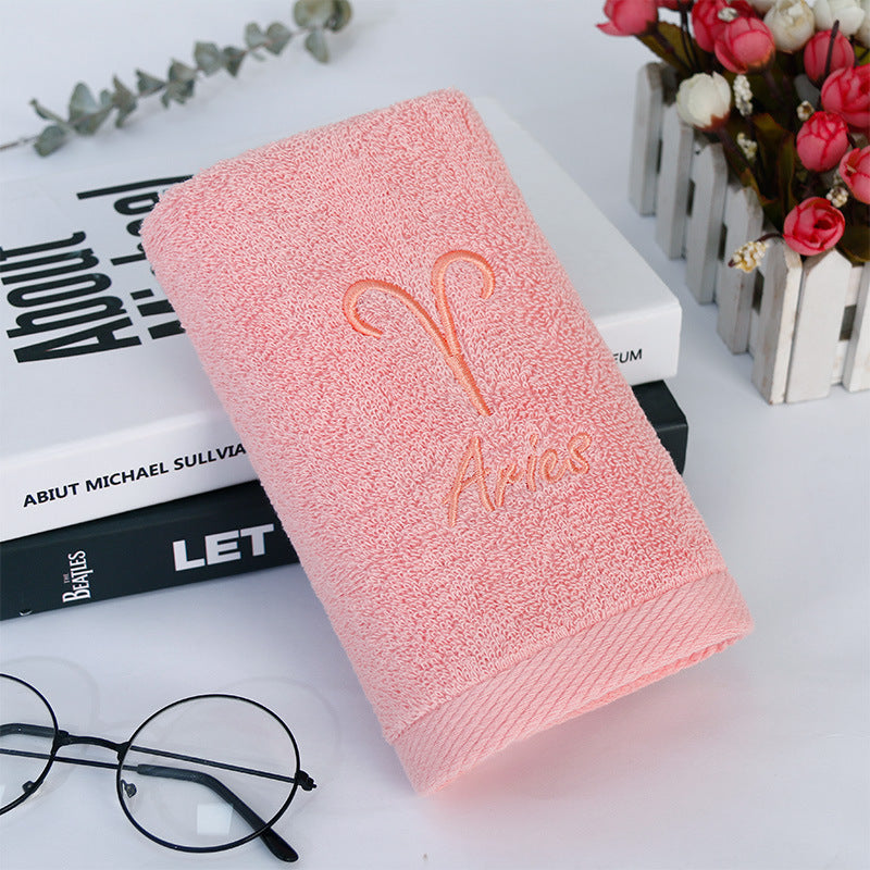 Zodiac Constellation Embroidered Cotton Towel | All 12 Star Signs | 2 Sizes