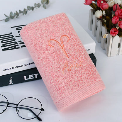 Zodiac Constellation Embroidered Cotton Towel | All 12 Star Signs | 2 Sizes