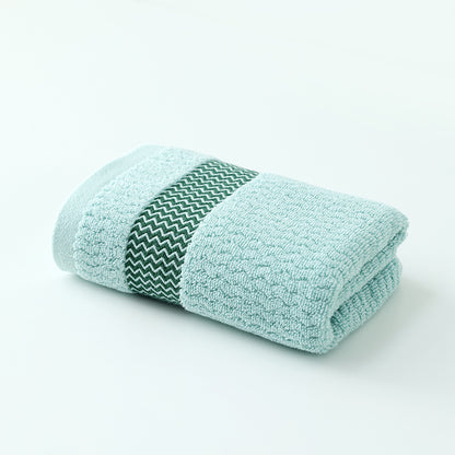 Jacquard Water Pattern Cotton Bath Towel | Thickened | Khaki, Green & Beige