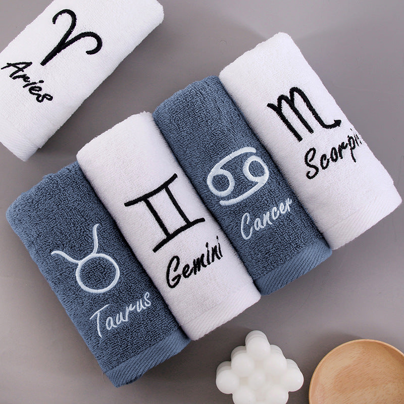 Zodiac Constellation Embroidered Cotton Towel | All 12 Star Signs | 2 Sizes