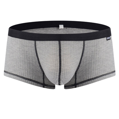 Men's Viscose U-Convex Boxer Briefs – Thin Breathable Mid-Waist White & Gray