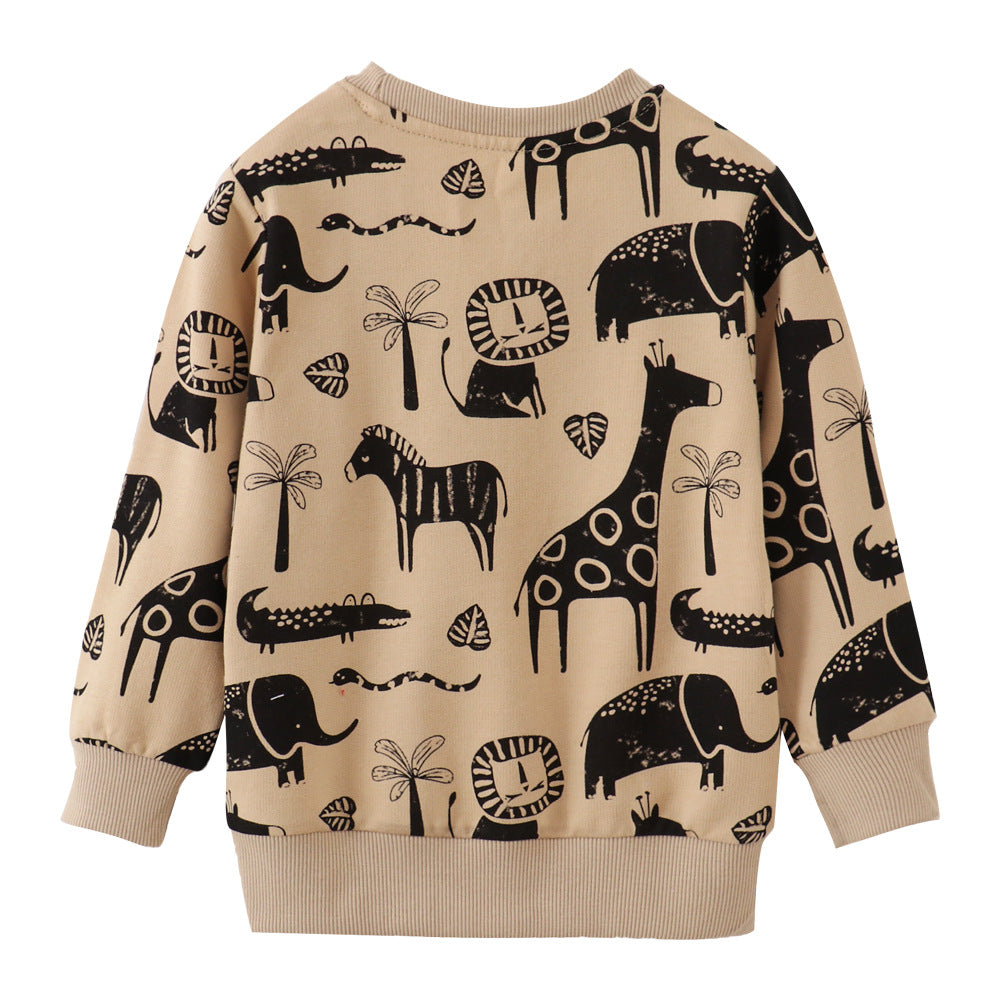 Boys' Cartoon Cotton Pullover Sweatshirt | Kids Autumn Winter Top