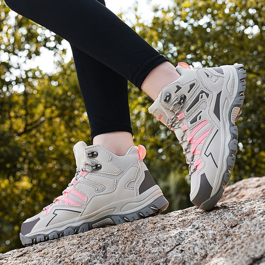 Low-Top Outdoor Hiking Trainers - Flannel Upper Lace-Up Trail Shoes