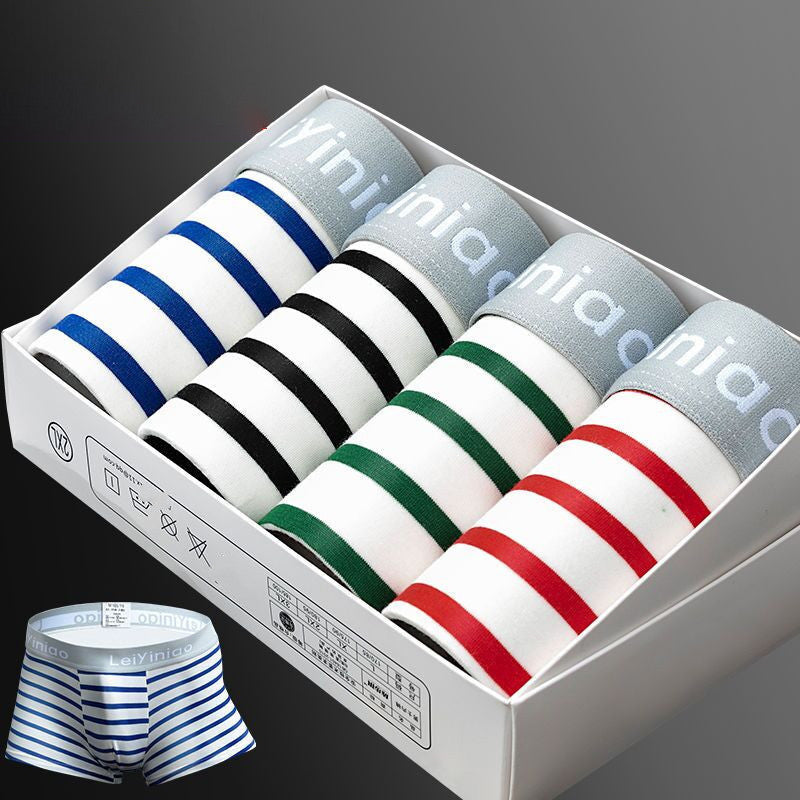 Men's Cotton Boxer Briefs 4-Pack – U-Convex Design 3 Colour Sets