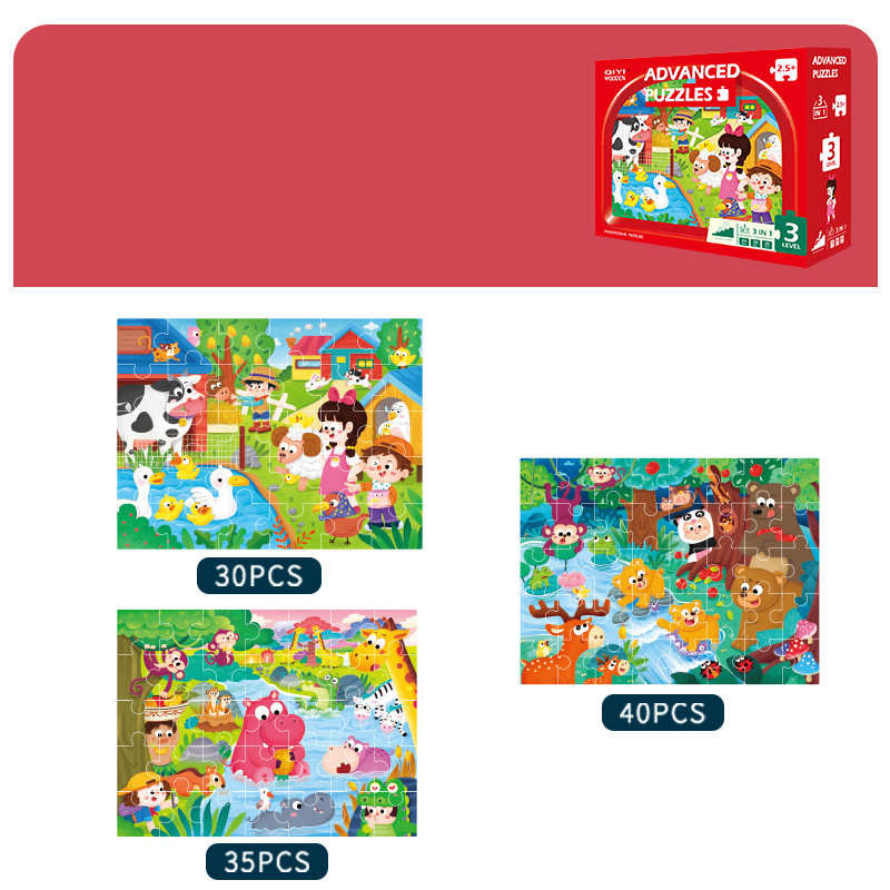 Wooden Jigsaw Puzzle Staged Learning Series 7 Designs Kids - JParker Collections