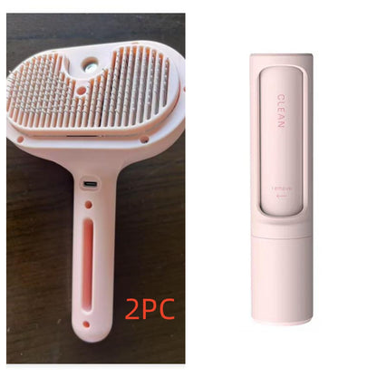 USB Rechargeable Self-Cleaning Pet Slicker Brush | Built-In Misting Spray