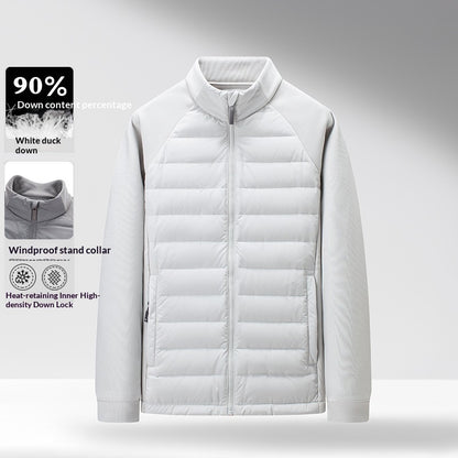 Men's White Duck Down Jacket – Stand Collar Slim Fit | M–4XL