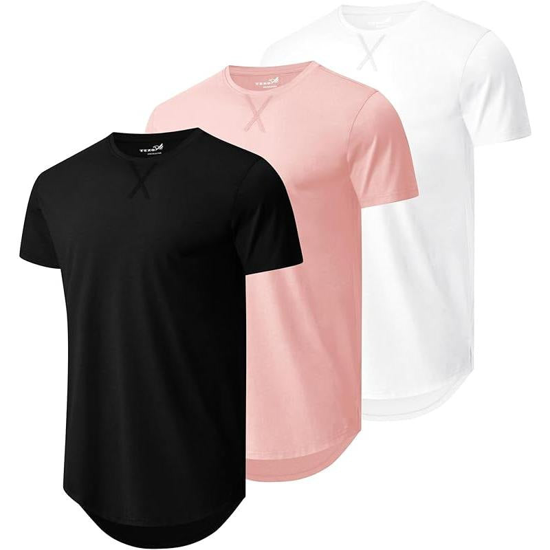 Men's Printed Mesh Cotton Blend T-Shirt - Loose Fit Crew Neck 14 Colours S-3XL