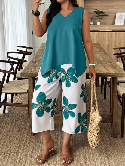 Women's Sleeveless Vest and Cropped Pants Co-ord Set