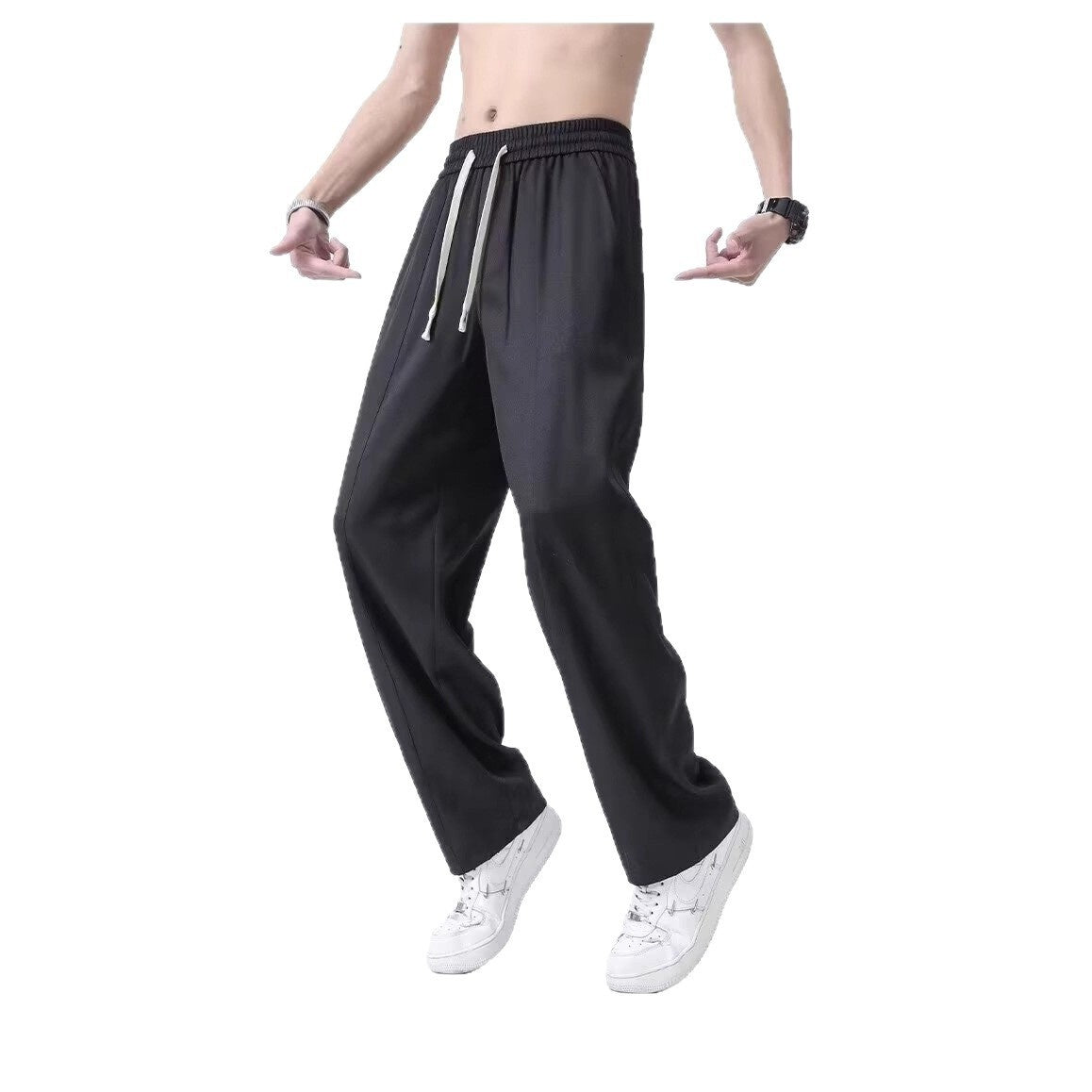 Men's Ice-Silk Lightweight Summer Trousers | Black | M-5XL