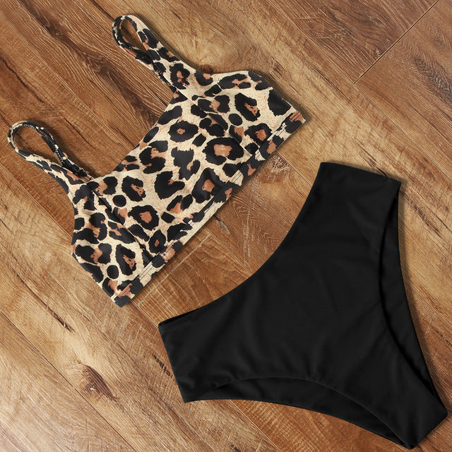Women's High-Waist Bikini Set – 22 Colours, Bra & Shorts