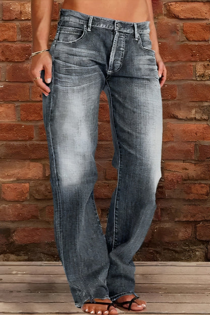 Women's High-Waist Loose Fit Jeans - Raw Hem, 10 Colours, S-5XL