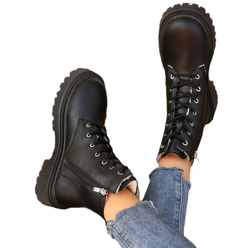 Women's Chunky Heel Ankle Boots – Side Zip Round Toe | EU 35–42