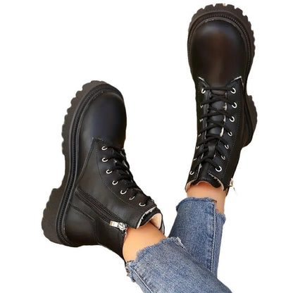 Women's Chunky Heel Ankle Boots – Side Zip Round Toe | EU 35–42