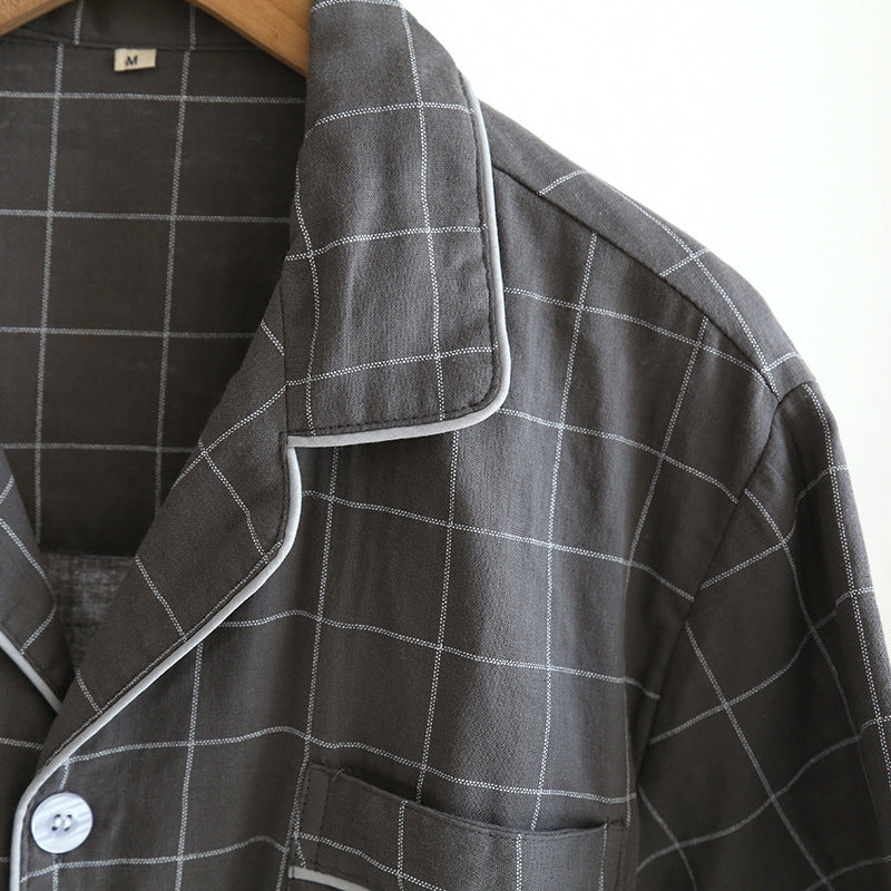 Men's Plaid Cotton Short Sleeve Pyjama Set | Summer Loungewear