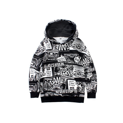 Children's Hooded Cotton Pullover Sweater | Loose Fit Kids Long Sleeve Top