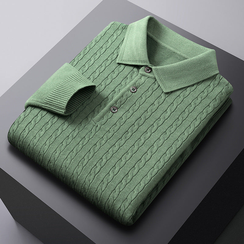 Men's Jacquard Knit Polo Sweater | Viscose Blend