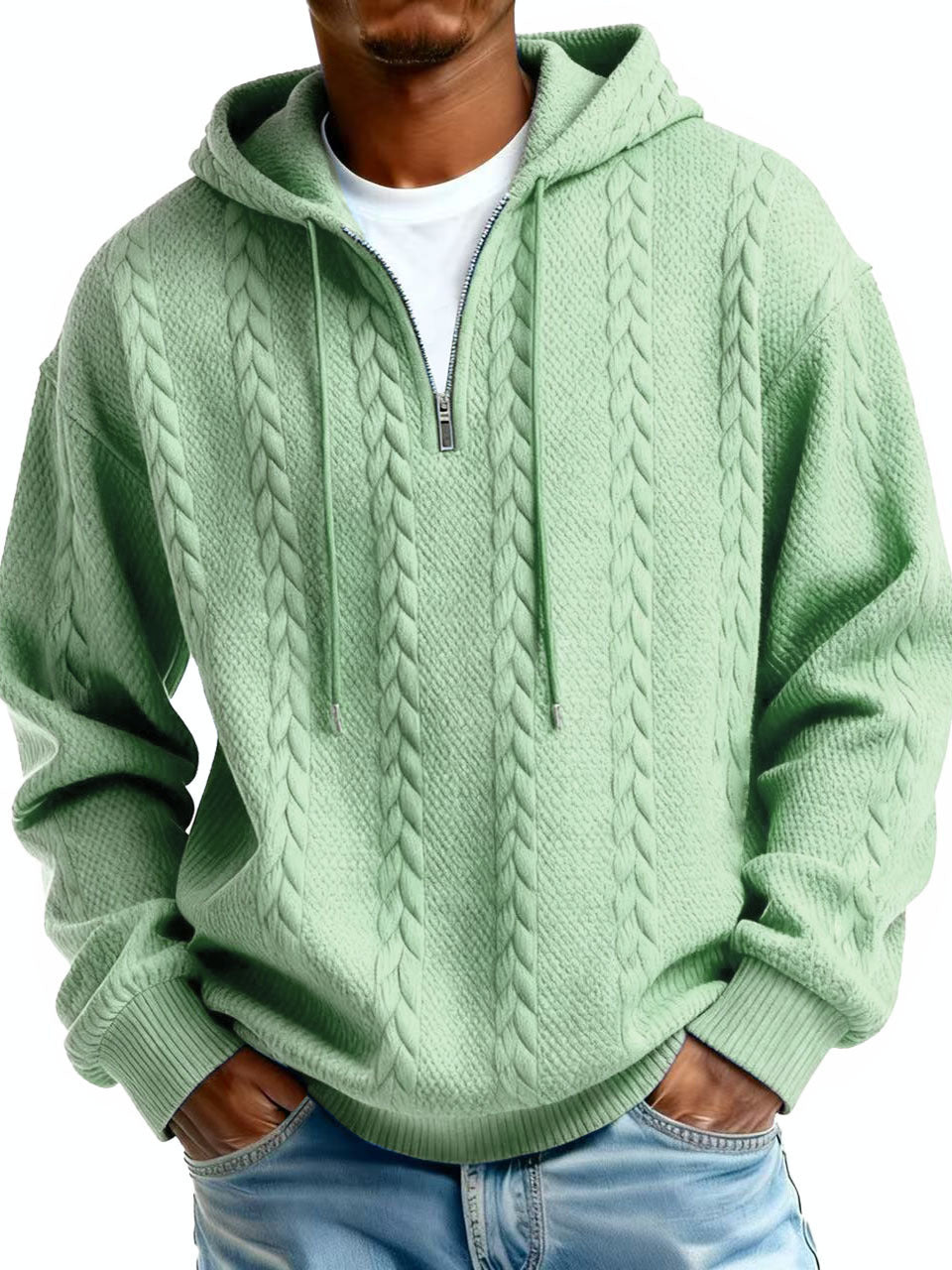 Men's Half-Zip Printed Hoodie – Loose Fit Pullover | 10 Styles | Sizes S–5XL